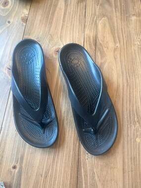 DAWGS Men's Arch Support Flip Flop Sandals Black 10